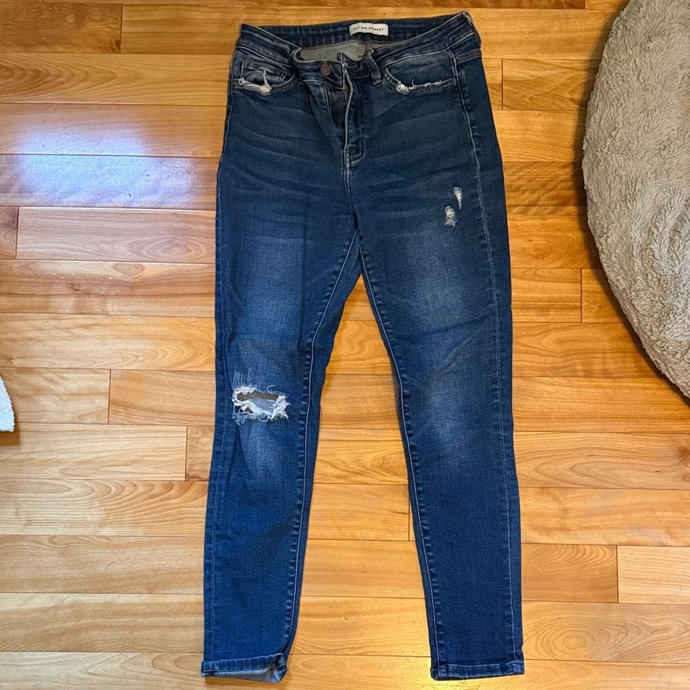 Flying Monkey Dark Blue Distressed Skinny Jeans